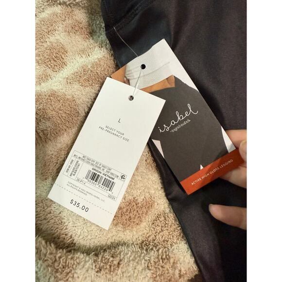 Ingrid & Isabel‎ High Gloss Maternity Long Leggings Maternity Black Large NWT - Picture 6 of 8